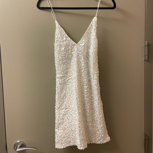 Lulus White Backless Sequin Mini Dress - Picture 8 of 9